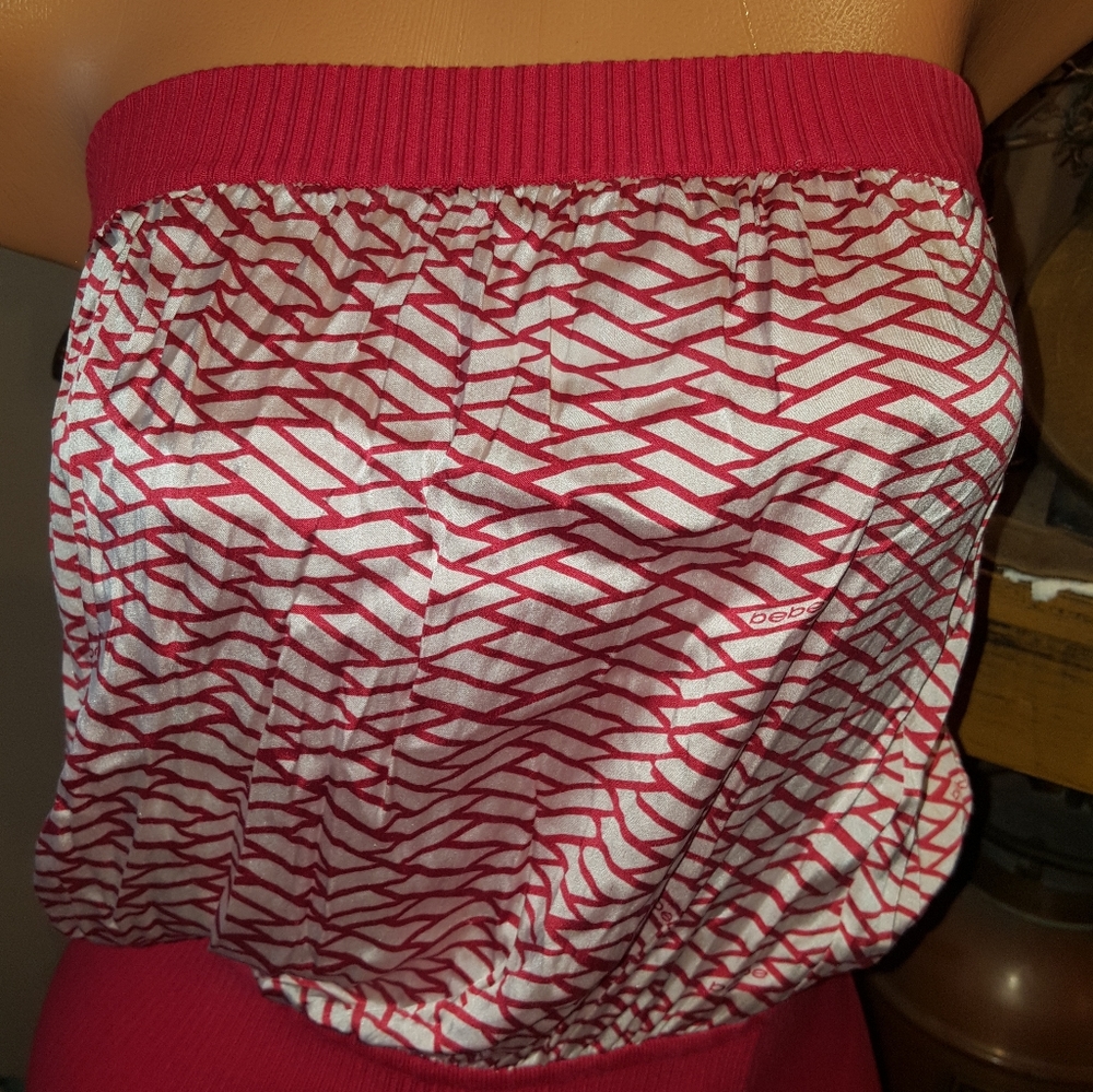 Bebe logo silk bubble tube top S EUC - Picture 2 of 7